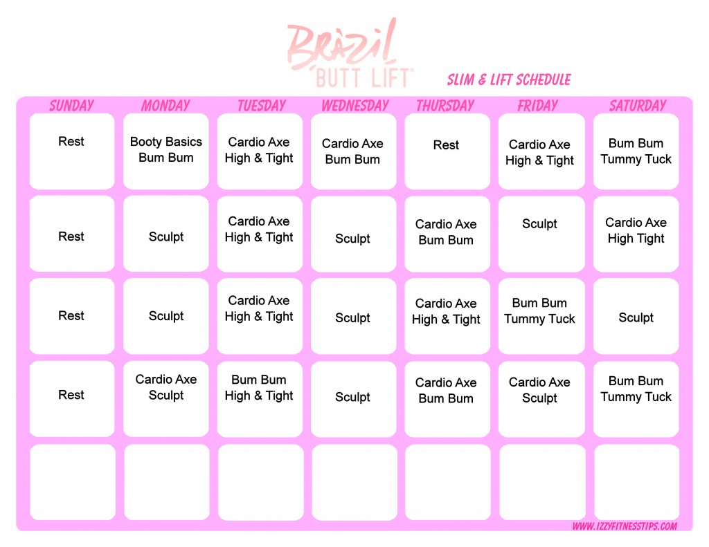 Brazil Butt Lift Workout Schedule - Print A Workout Calendar
