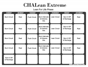 Chalean Extreme Workout Calendar