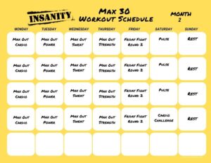 Insanity Max 30 - Print A Workout Calendar