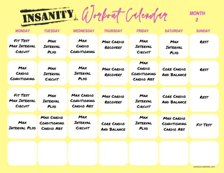 Download & Print The Insanity Workout Calendar & Schedule