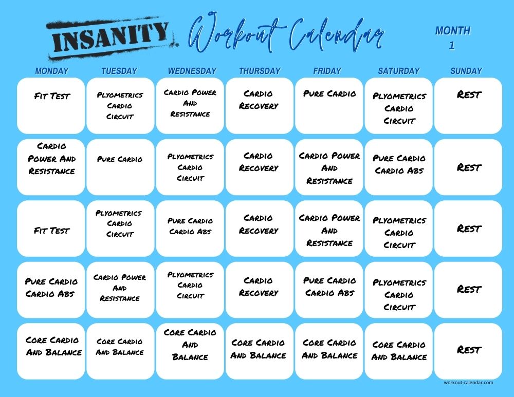 Insanity Workout Calendar