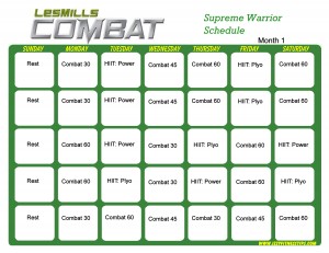 Les Mills Combat Workout Calendar