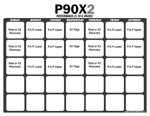 P90x2 Workout Calendar Print A