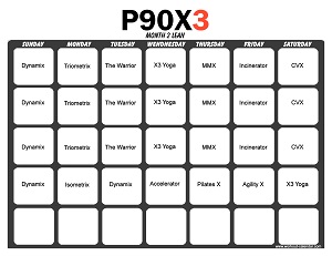 P90x3 Workout Calendar Print A
