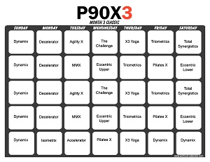 P90x3 Workout Calendar Print A