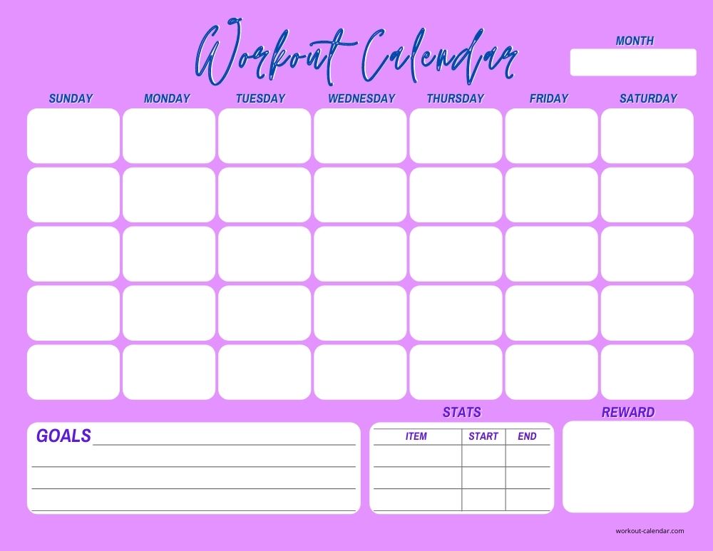 Pretty Purple - Print A Workout Calendar