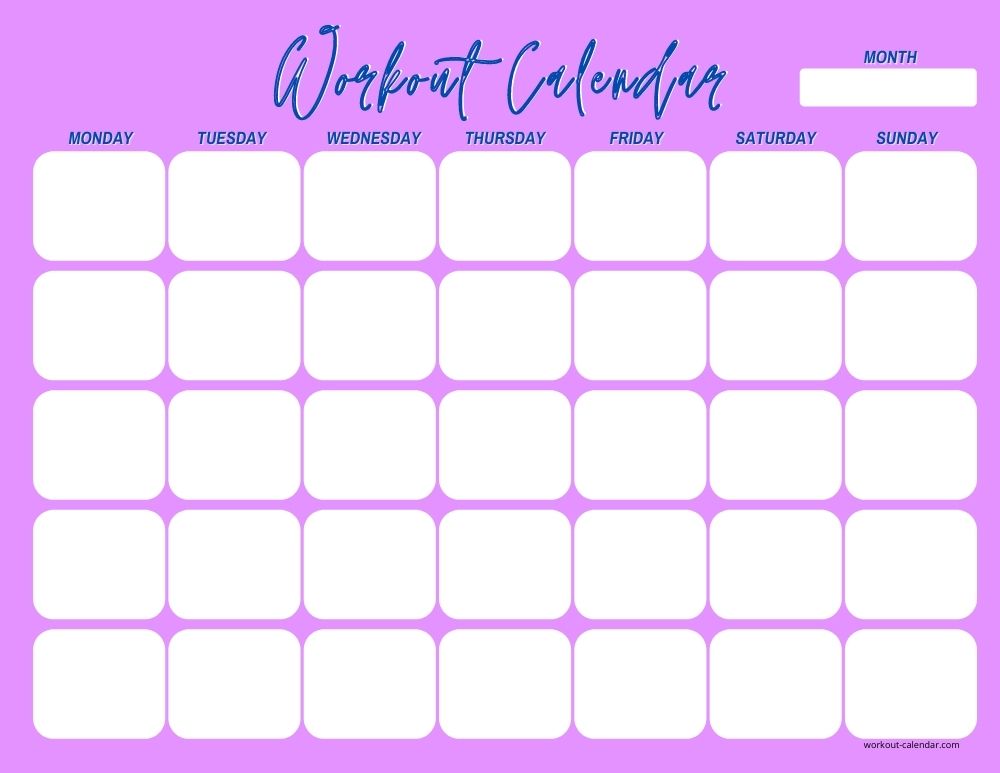 Pretty Purple - Print A Workout Calendar