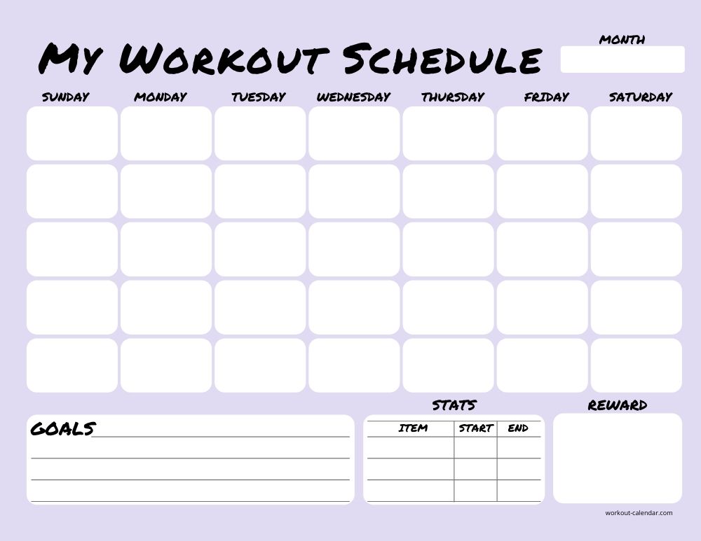Rockin Body Workout Calendar Printable | Blog Dandk