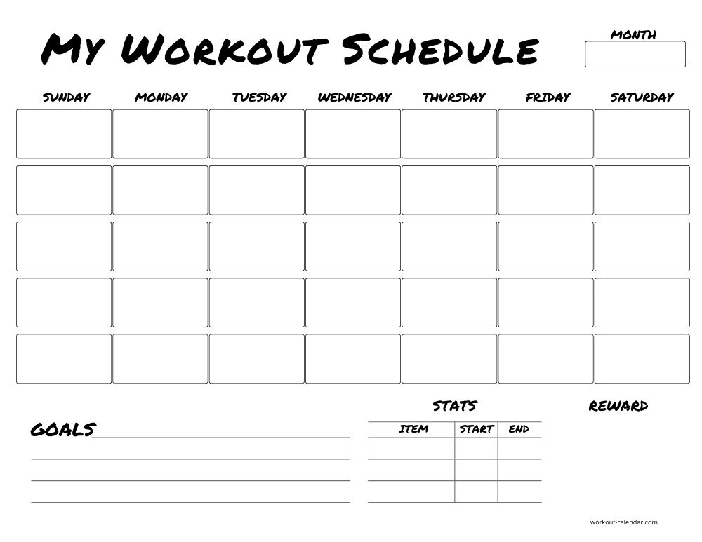 Free exercise program: workout calendar plus a guide to exercise.