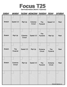 Focus T25 Workout Calendar - Print A Workout Calendar