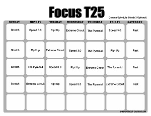 focus t25 gamma workout calendar