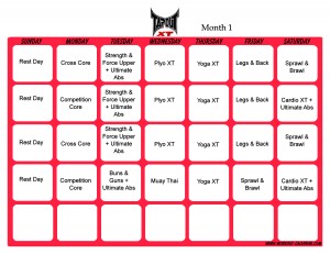 Tapout Xt Workout Calendar Print A