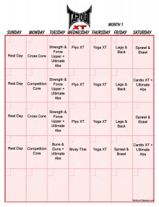 Tapout Xt Workout Calendar Print A