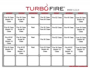 Turbo Fire Workout Calendar Print A