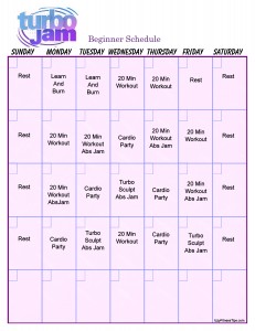 Turbo Jam Workout Calendar Print A