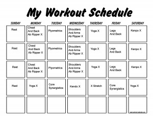 P90x Workout Calendar Print A