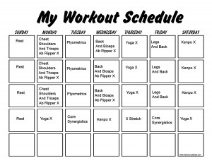 P90x Workout Calendar Print A