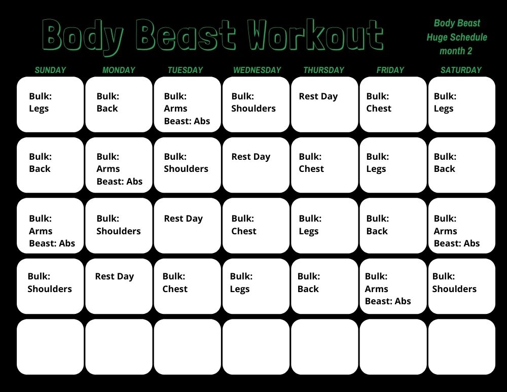 Body Beast Workout Calendar - Print A Workout Calendar